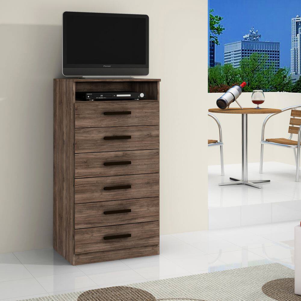 Cômoda Rack Multifuncional para TV com 6 Gavetas