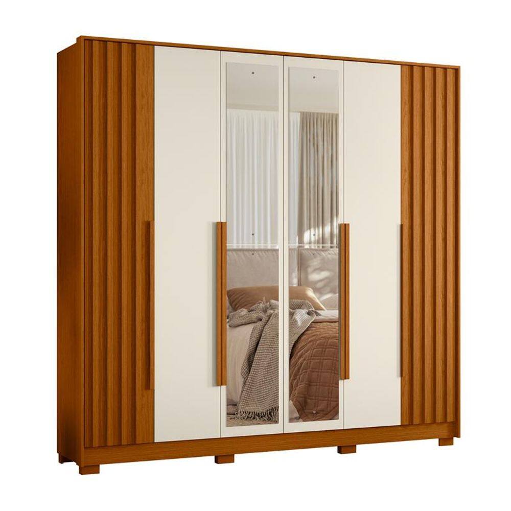 Guarda Roupa Deville com Espelho 6 Portas Cinamomo/Off White - ABZ