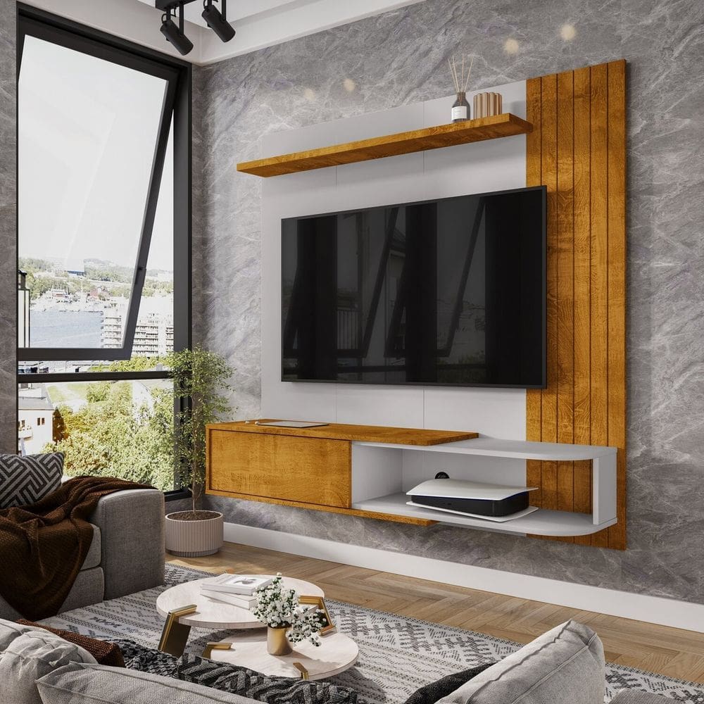 Painel para Tv até 55 Polegadas Paraty Naturalle/Off-White