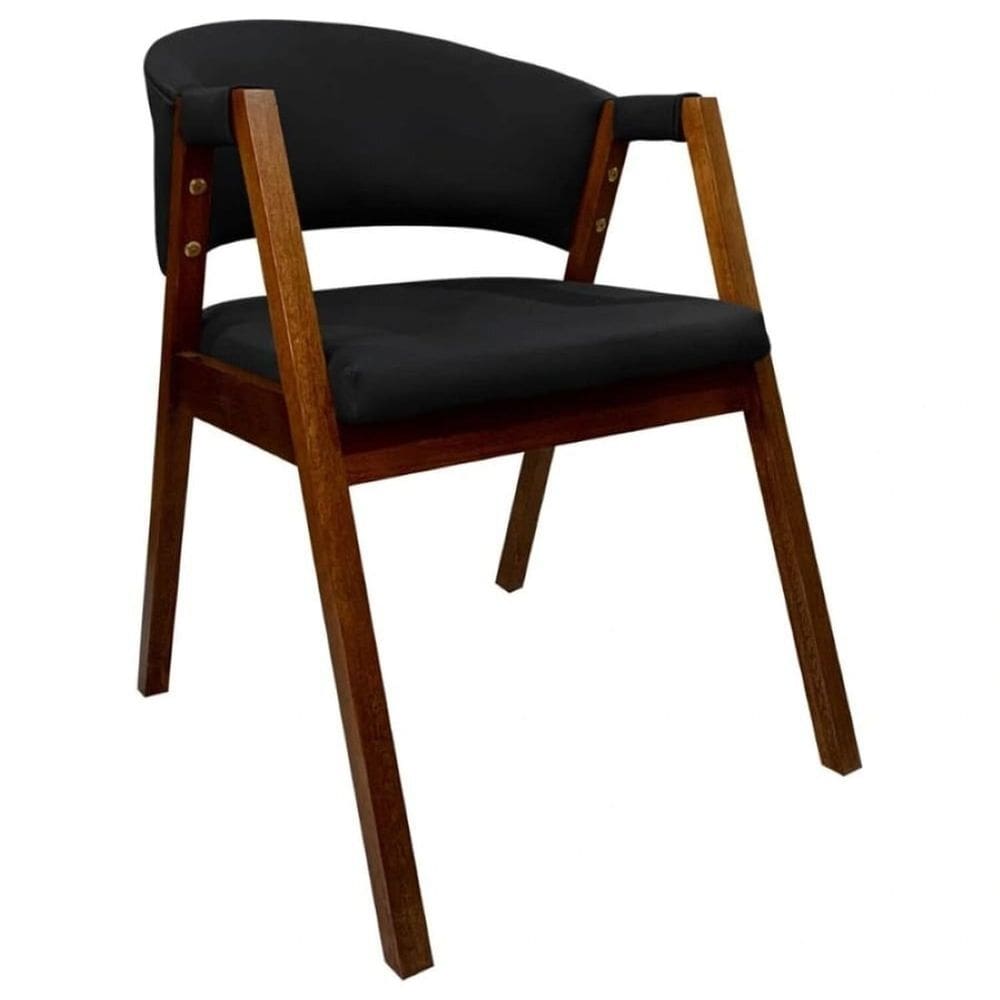 Cadeira para Sala de Jantar Ávila Sintético Preto/Pinhão