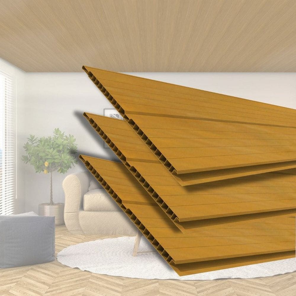 Kit 40 Caixas com 240 M² Forro de Pvc 8mm X 20cm X 3m Permatti Cerejeira