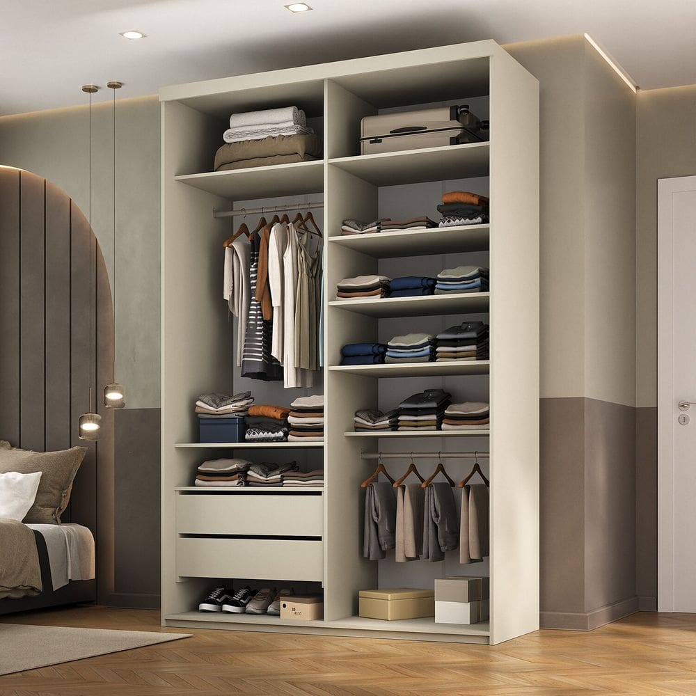 Closet Solteiro 100% Mdf 139,5cm 2 Gavetas Moutier Panna