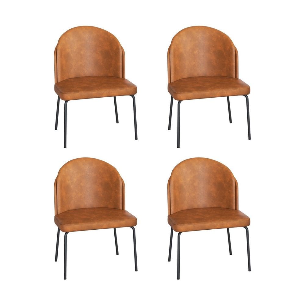 Conjunto 4 Cadeiras Oslo 80x56x59 Cm Preto/Caramelo