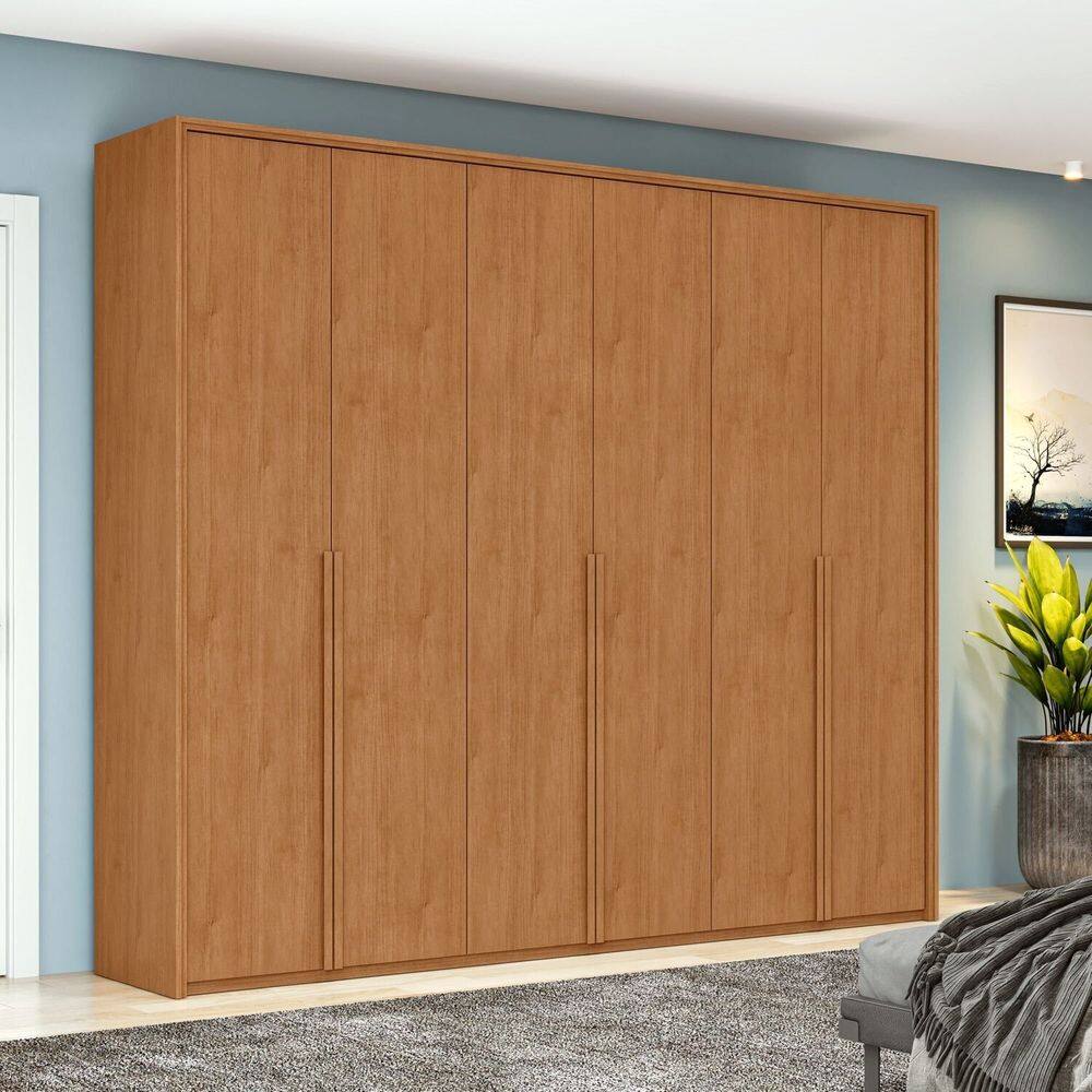 Guarda-roupa 6 Portas 4 Gavetas 100% Mdf Style Amêndoa Clean