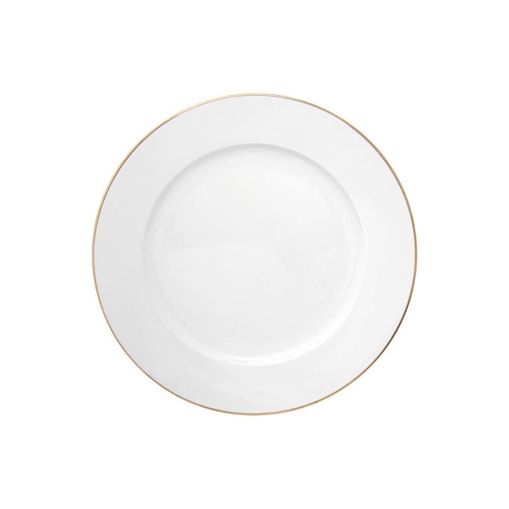 Prato de Sobremesa de Porcelana Branco Fio de Ouro Royal 20cm - Hauskraft