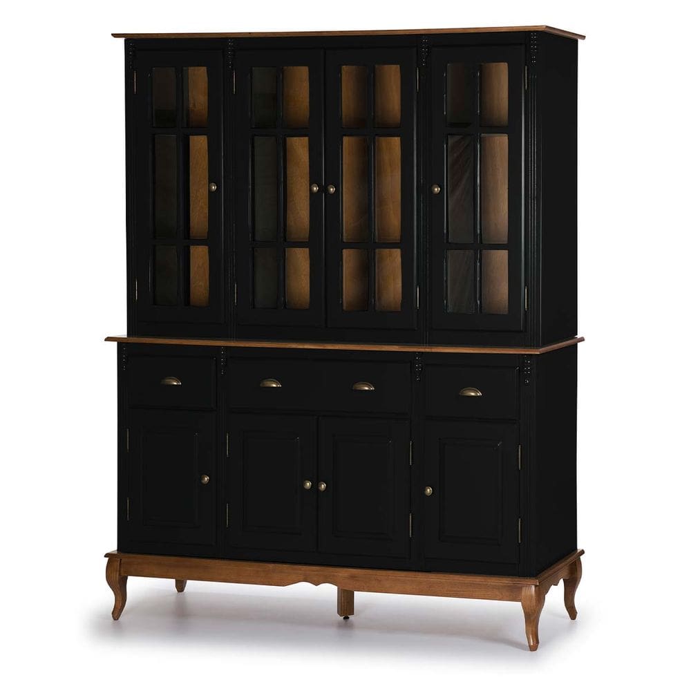 Cristaleira Arca e Oratório 8 Portas 3 Gavetas 60806 Hannover Linz Móveis - Preto/Imbuia