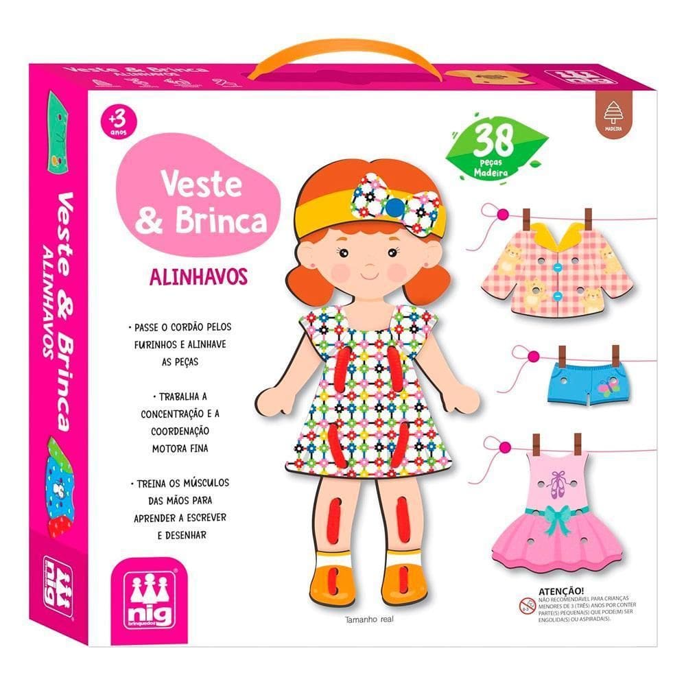 Brinquedo Veste & Brinca Alinhavos 38 Peças Nig