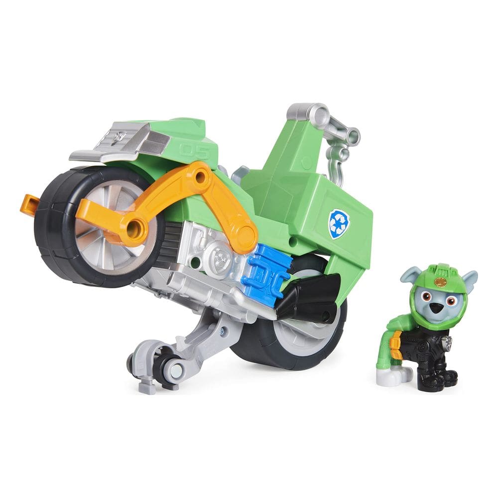 Veículo de brinquedo Paw Patrol Moto Pups Rocky Pull Back com boneco
