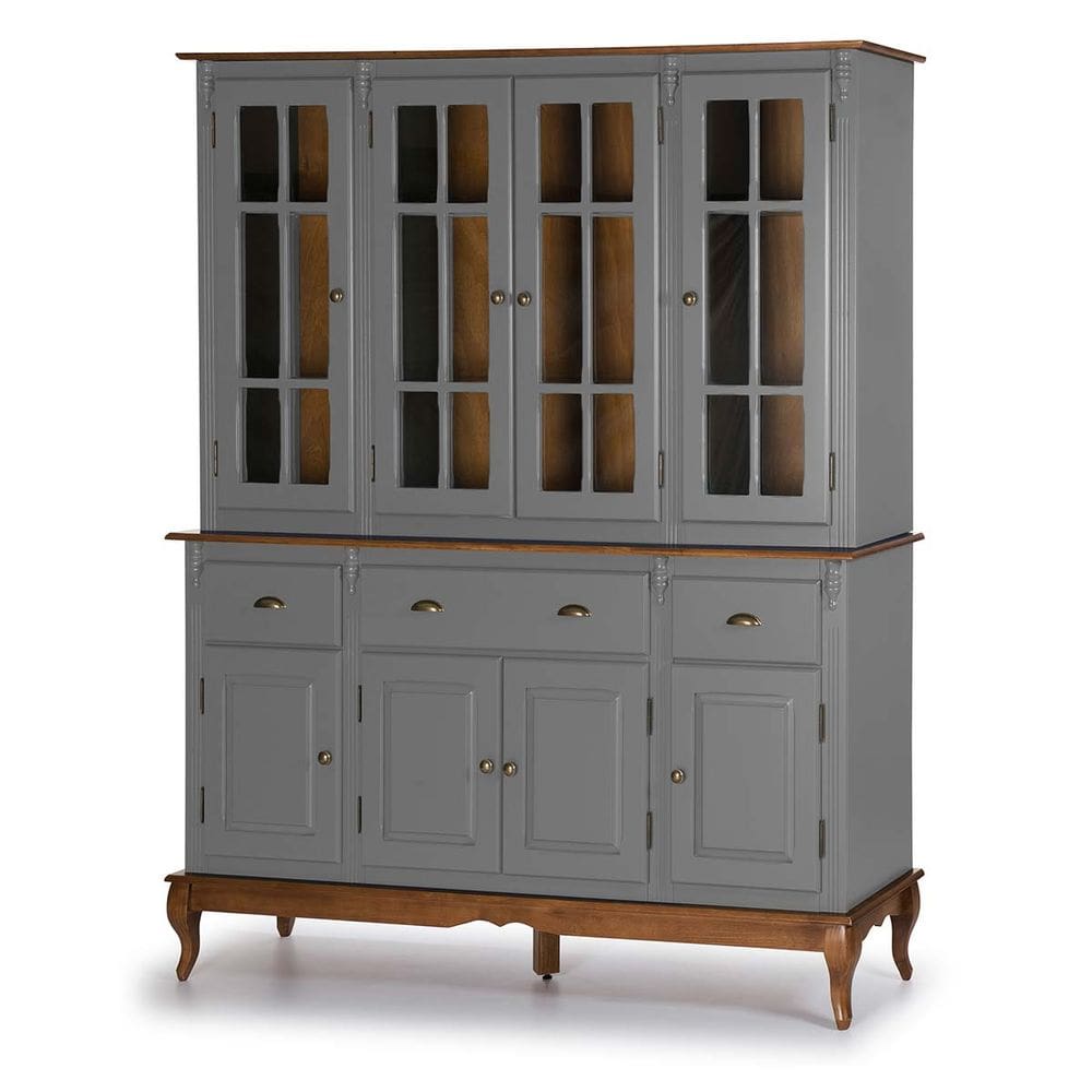 Cristaleira Arca e Oratório 8 Portas 3 Gavetas 60806 Hannover Linz Móveis - Cinza/Imbuia