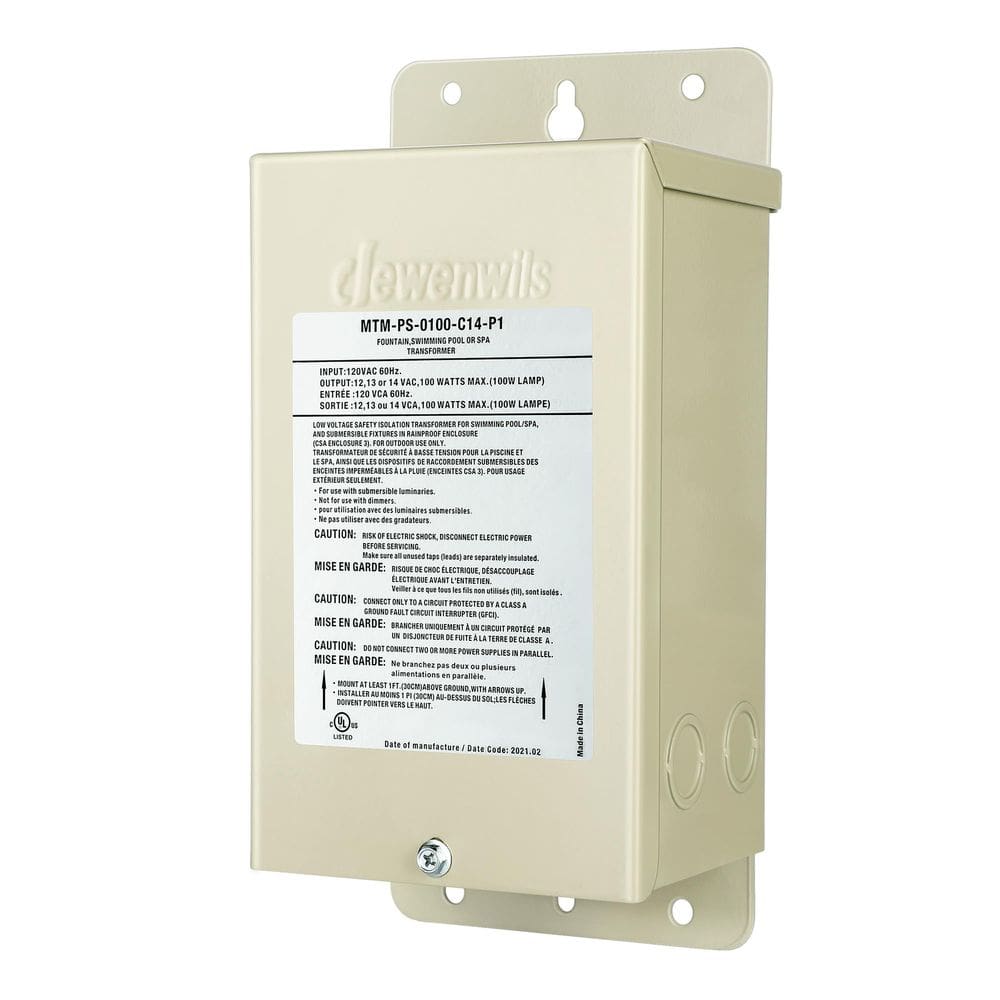 Transformador de luz de piscina DEWENWILS 100W 120V AC a 12V/13V/14V