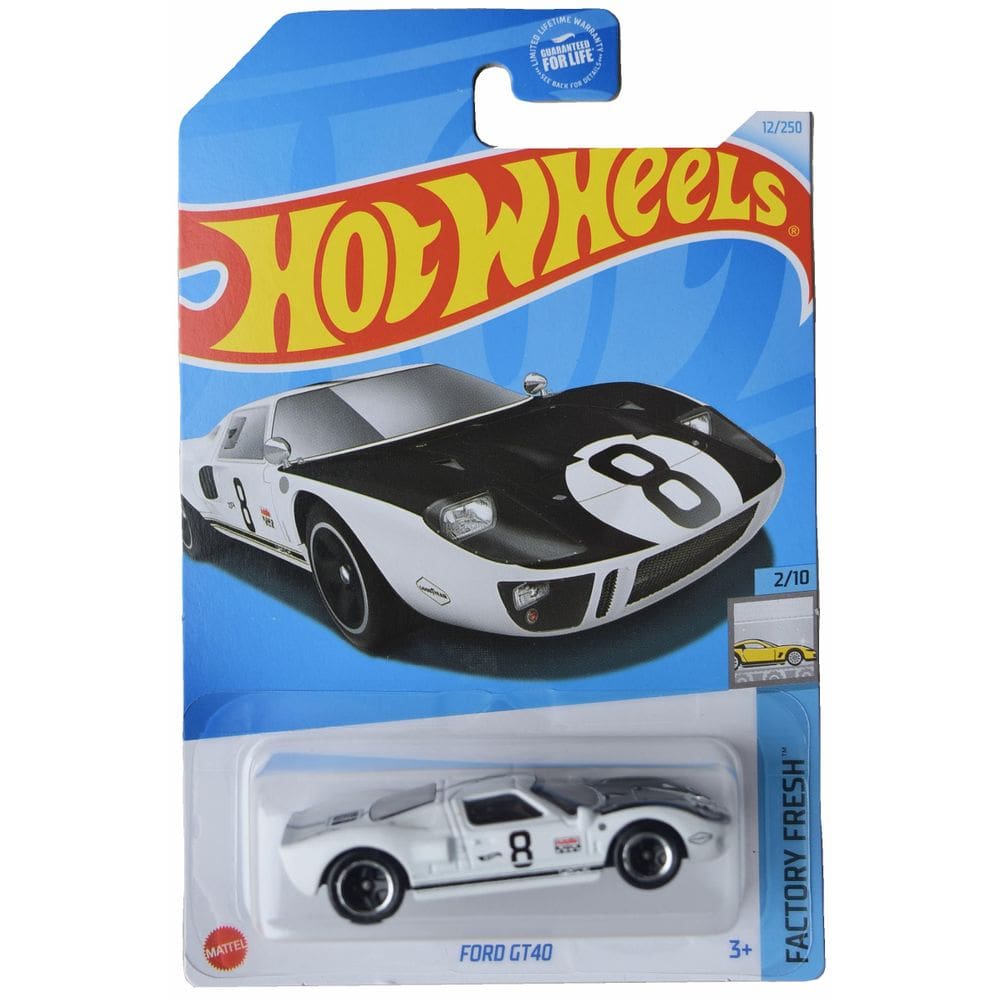 Carro fundido sob pressão Mattel Hot Wheels Ford GT40 Factory Fresh 1:64