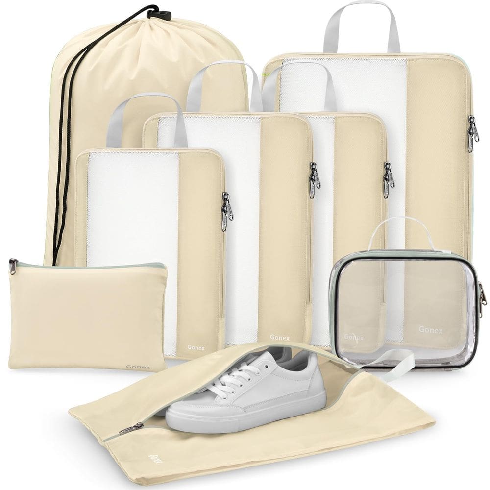 Conjunto de cubos de compressão Gonex 8 para viagens bege