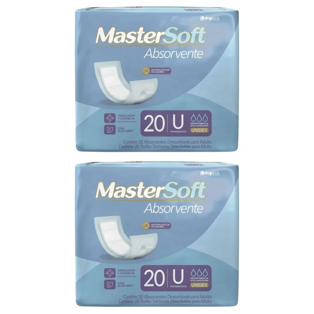 Kit 2 Pacotes Absorvente Geriátrico Dry Economics Master Soft Unissex 40 Unidades