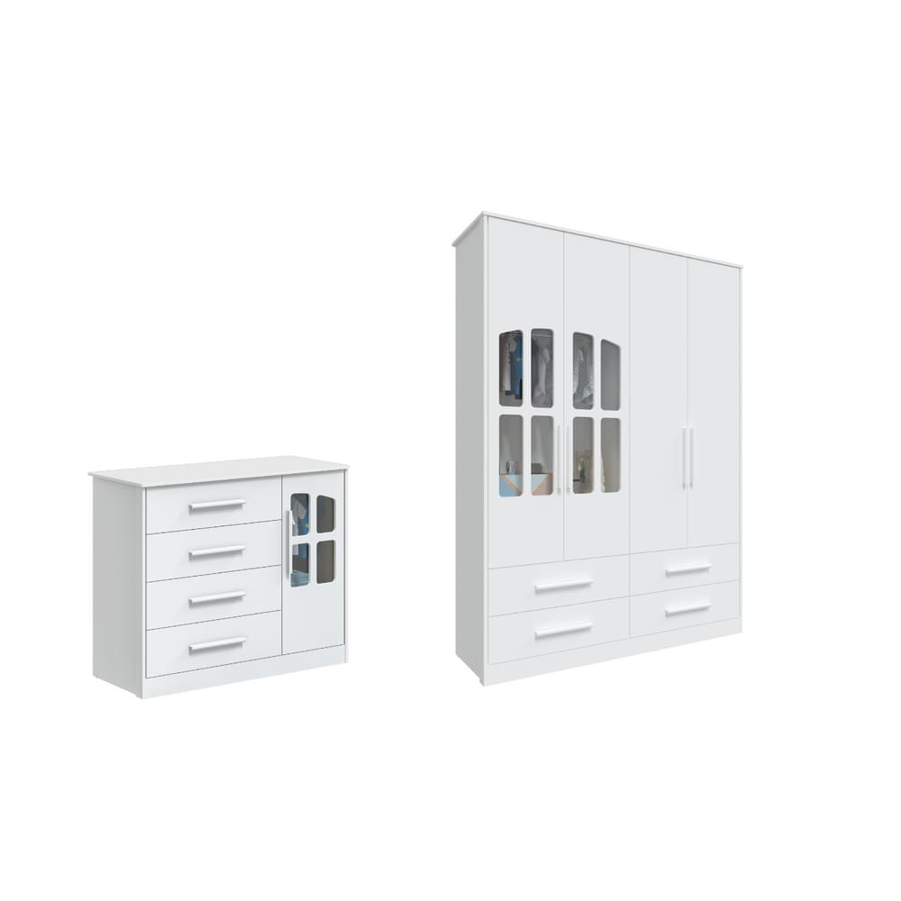 Guarda Roupa e Cômoda Infantil Moveis Peroba Charlo Elo MDF