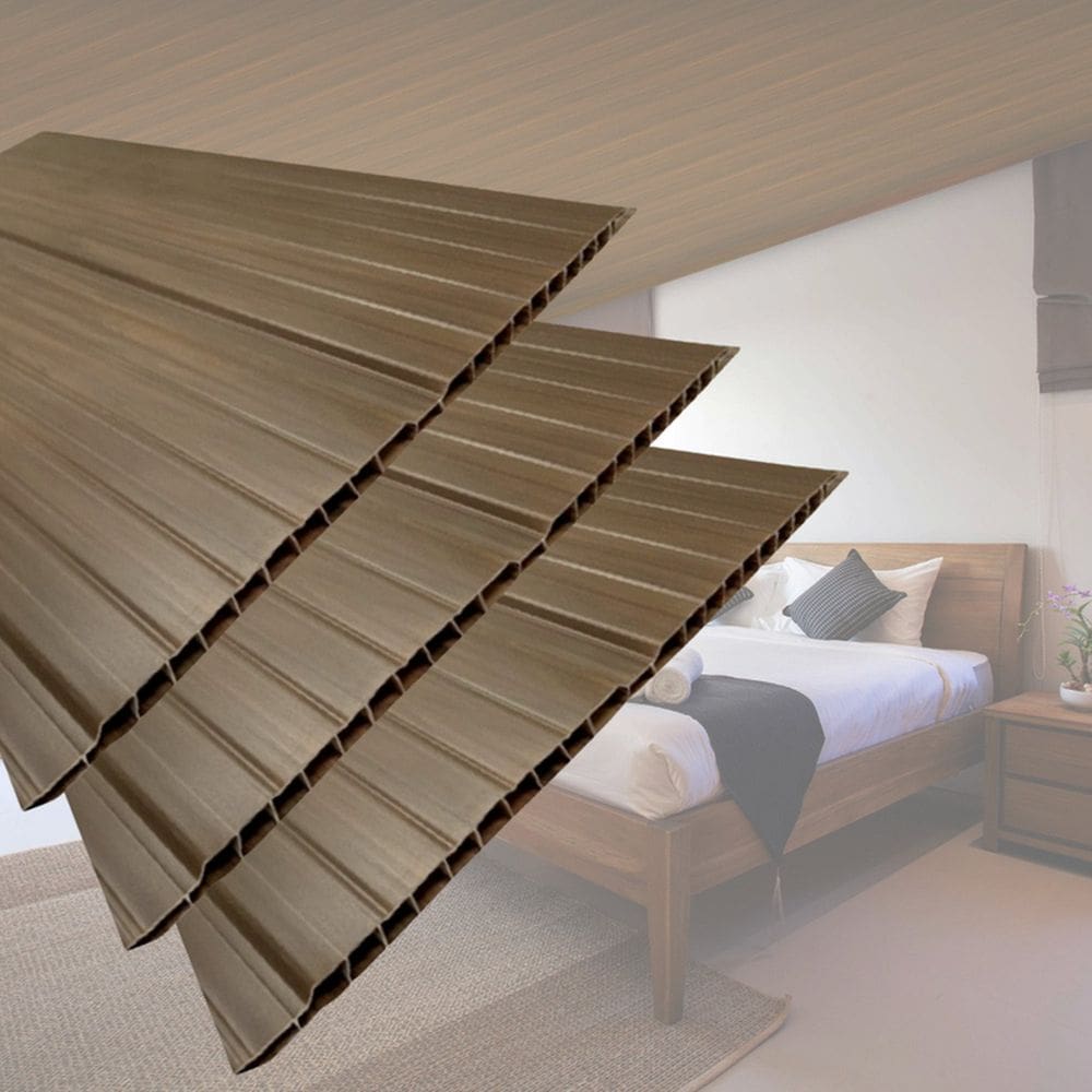 Kit 40 Caixas com 240 M² Forro de Pvc 8mm X 20cm X 3m Permatti Imbuia