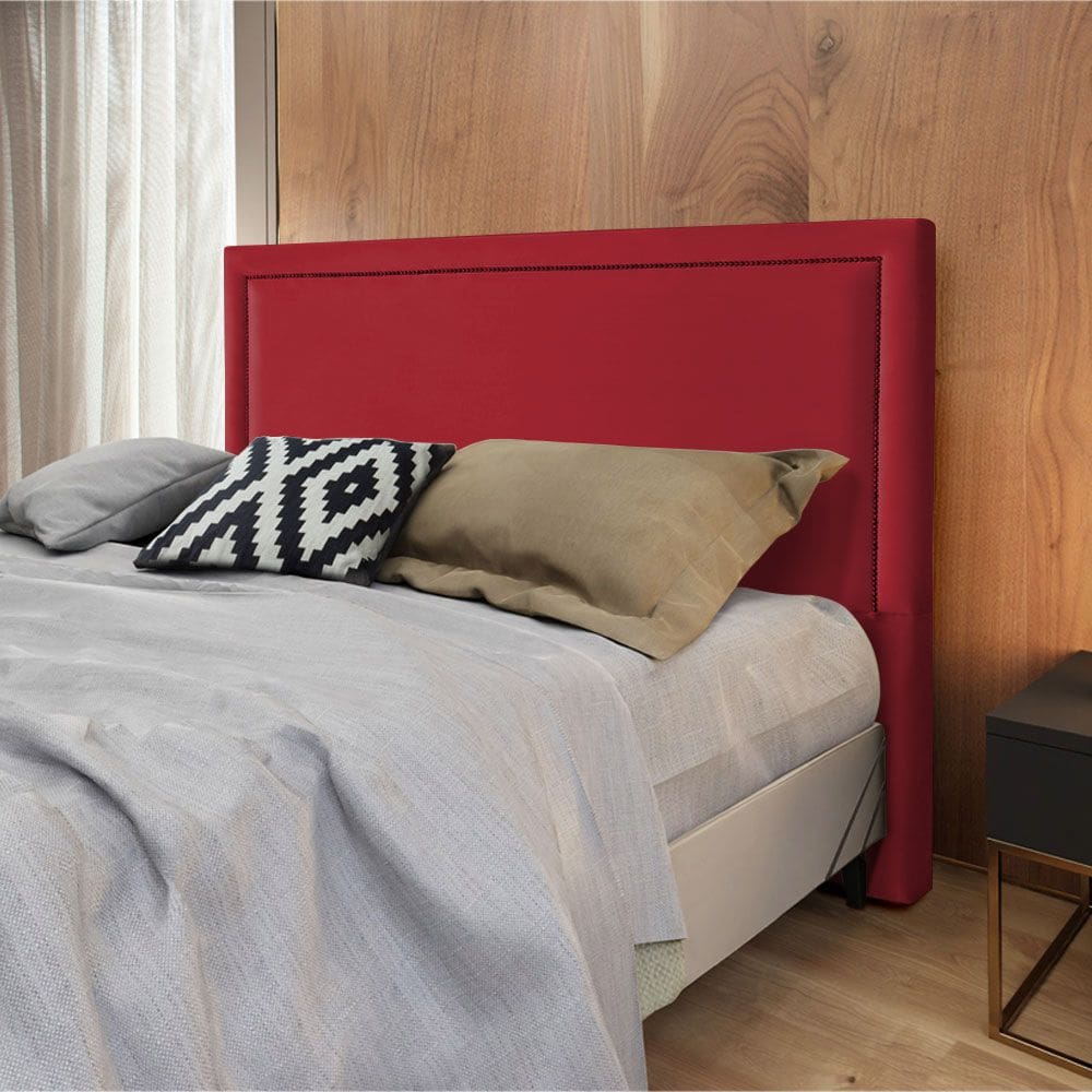Cabeceira Cama Box Casal 1,40m Estofada Aruba Veludo Vermelho