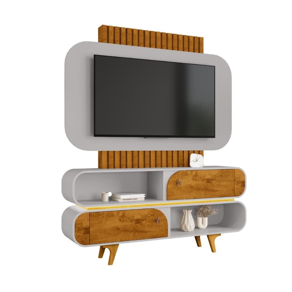 Estante Home Camboriú para Tv de 55" Naturalle Off White Bechara