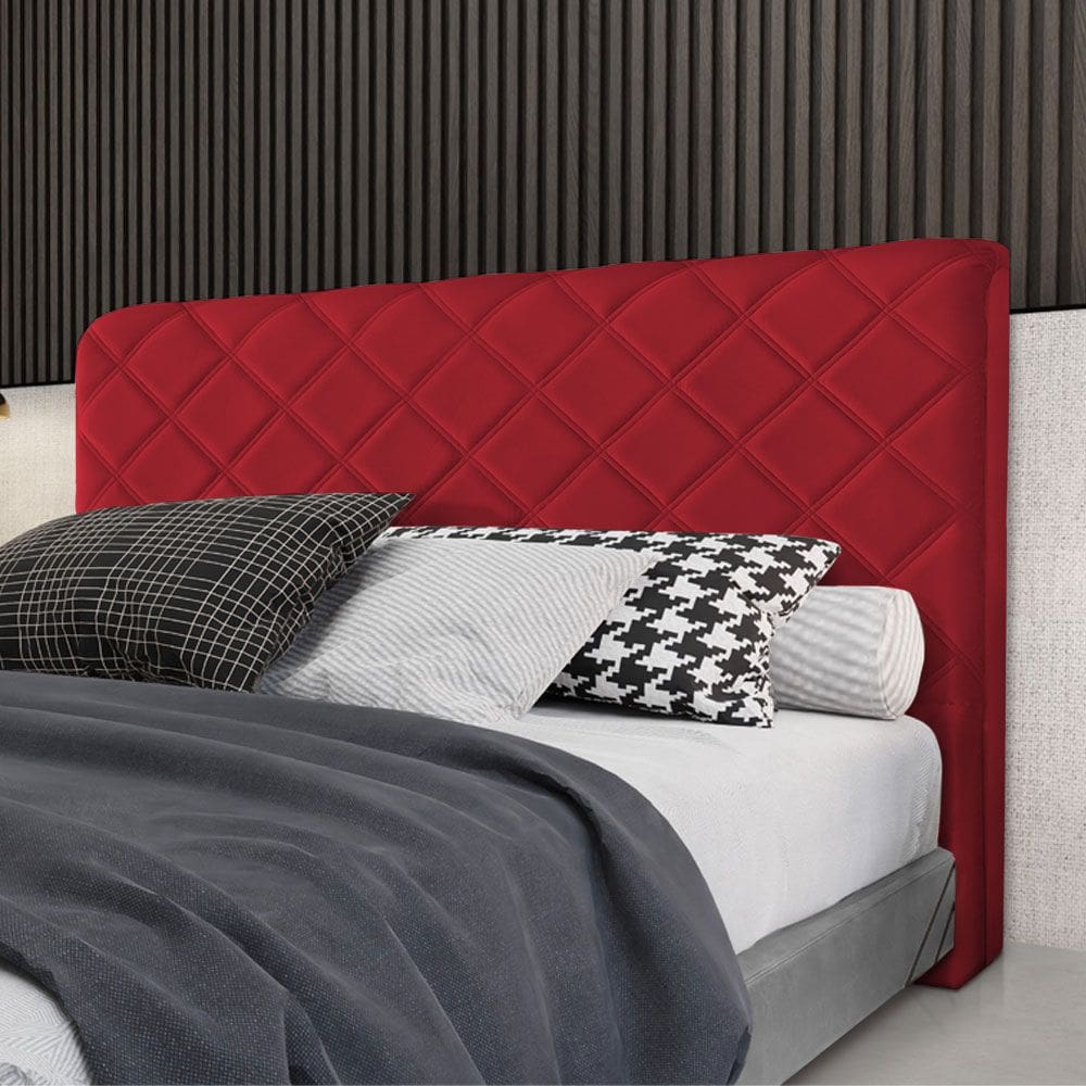 Cabeceira Cama Box Casal 1,40m Estofada Capri Veludo Vermelho
