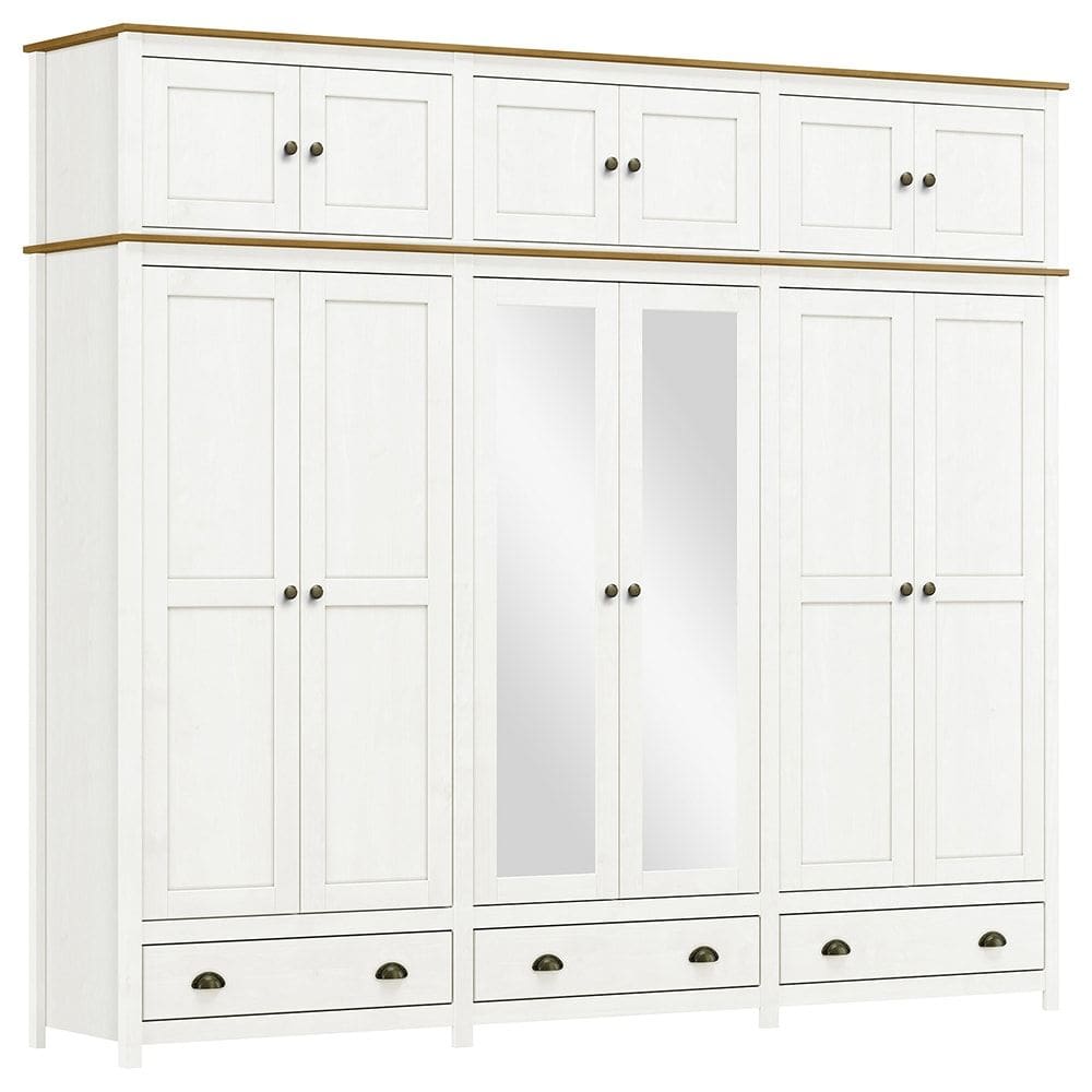 Guarda Roupa 12P 3G Espelho Madeira Maciça 261 cm 9134 Branco Freijo Milani Store