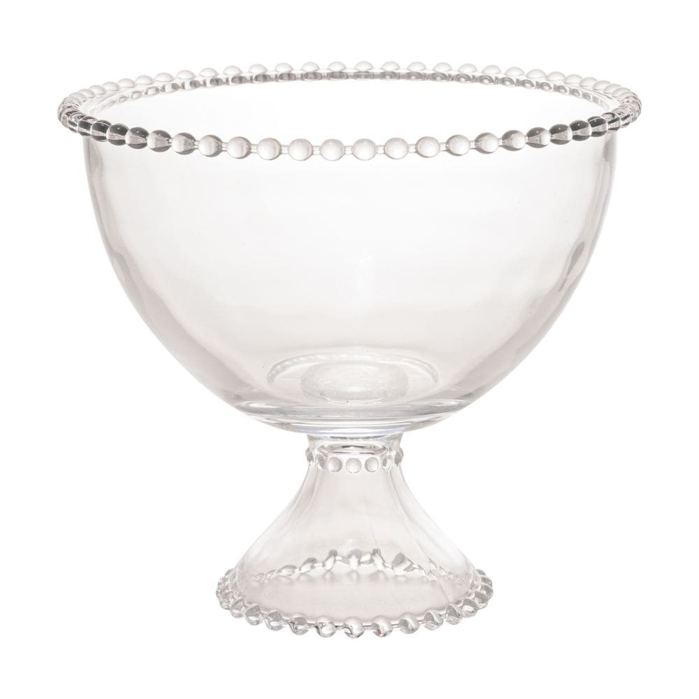 Bowl Saladeira de Cristal C/Pé Pearl Bolinha Transparente 21x19cm Wolff