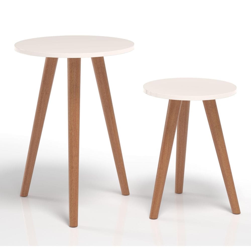 Jogo Dupla Mesinha De Canto Lateral Off White