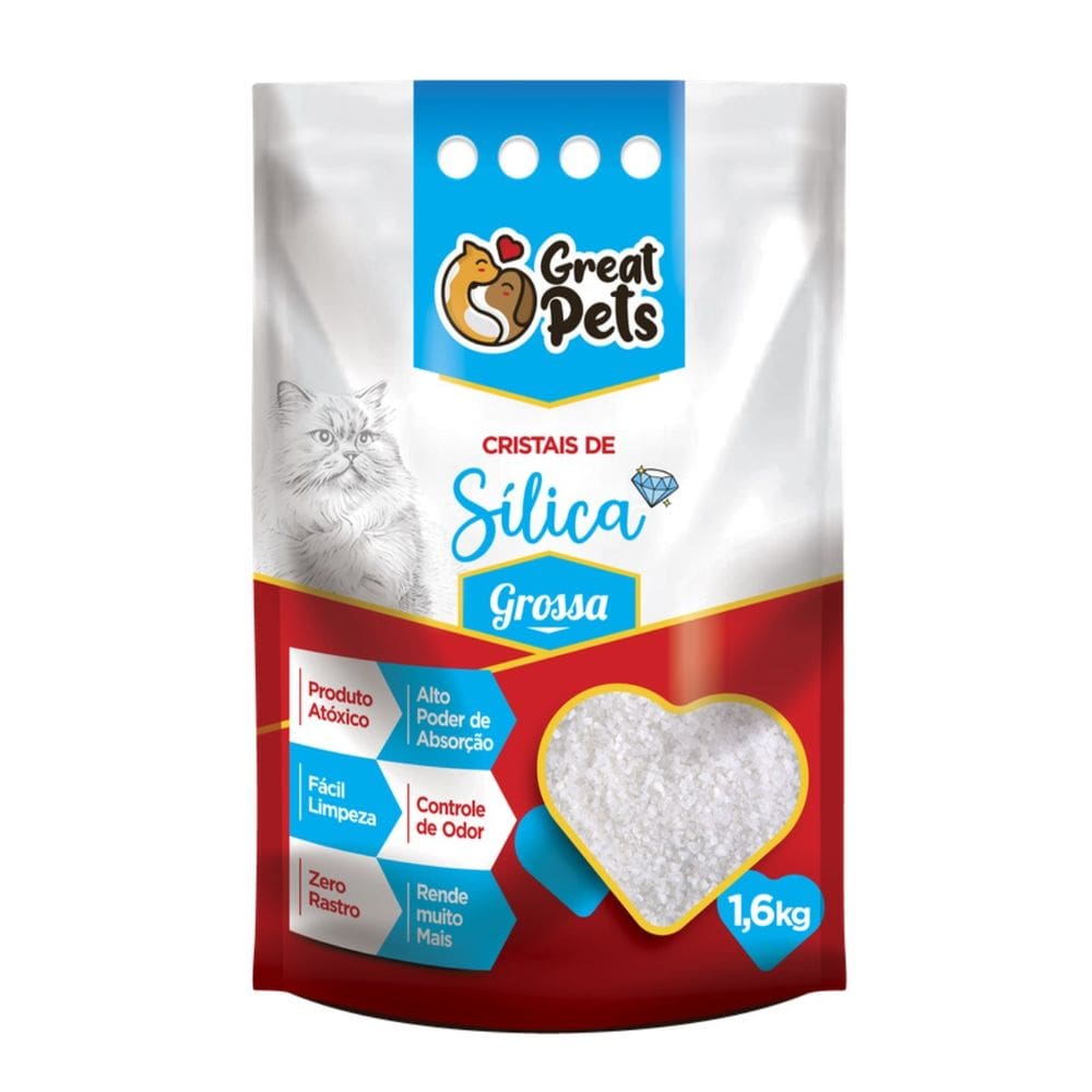 Areia Sílica Grossa Great Pets 1,6 Grão Grosso Para Gatos