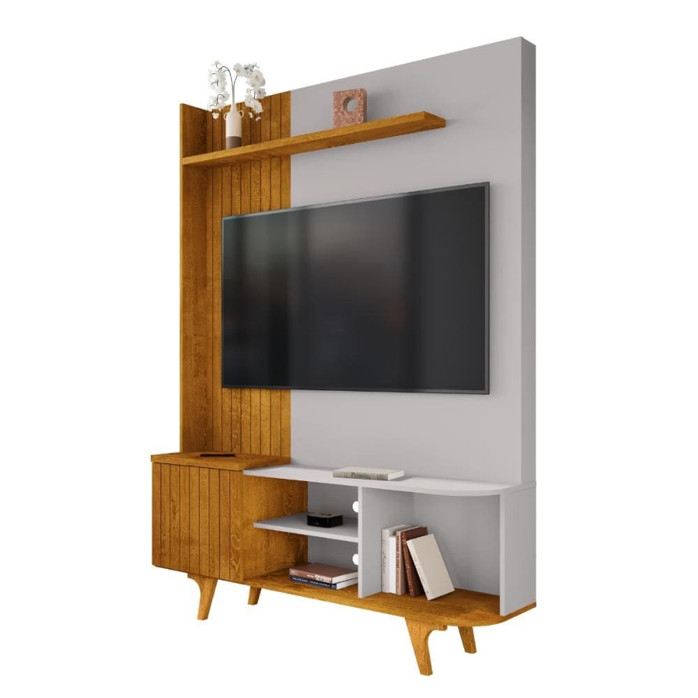 Estante Para Tv Até 55 Polegadas Corumbau 1 Porta Naturalle fresado Off White Bechara