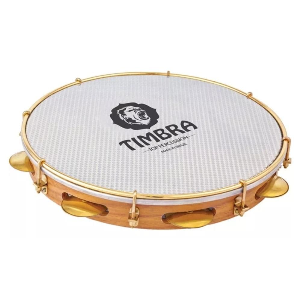Pandeiro Timbra Profissional 12 Pol Formica Freijo C/Aro Niquelado Pele Prismatica C/Capa 8631F