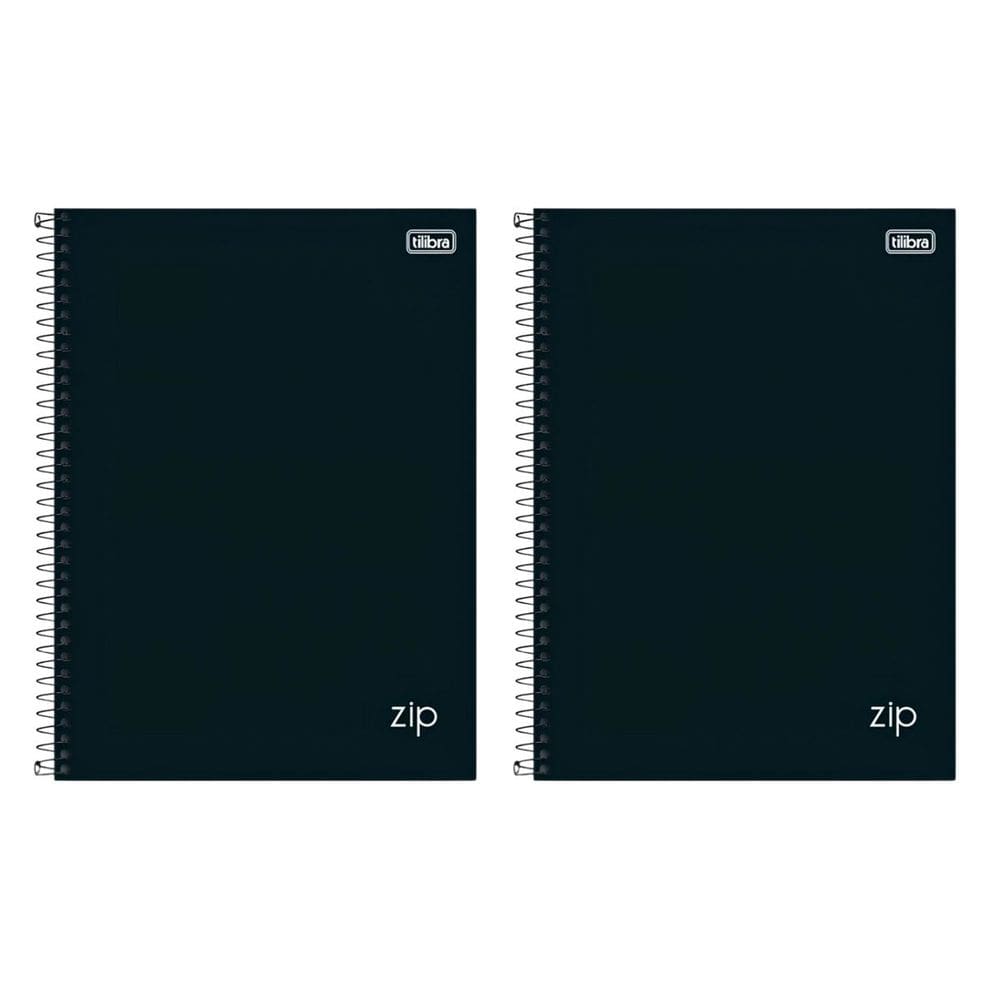 Kit 02 Cadernos Espiral Universitário 1 Matéria ZIP Preto 80 Folhas Tilibra