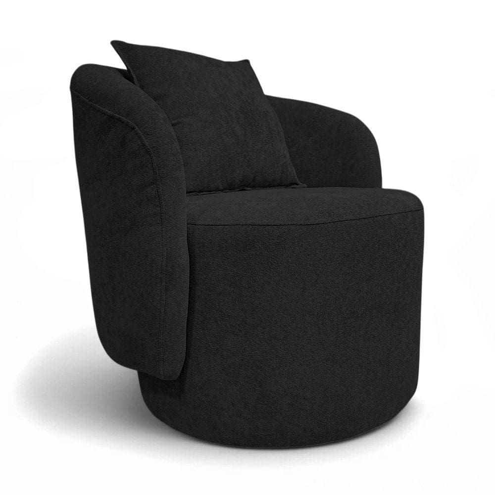 Poltrona Decorativa Para Sala Quarto Aisha Orgânica Élpis Móveis Boucle Preto