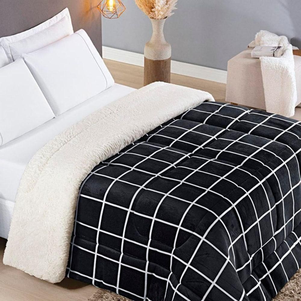 Kit Coberdrom Casal Padrão Austin 4 Peças - Preto
