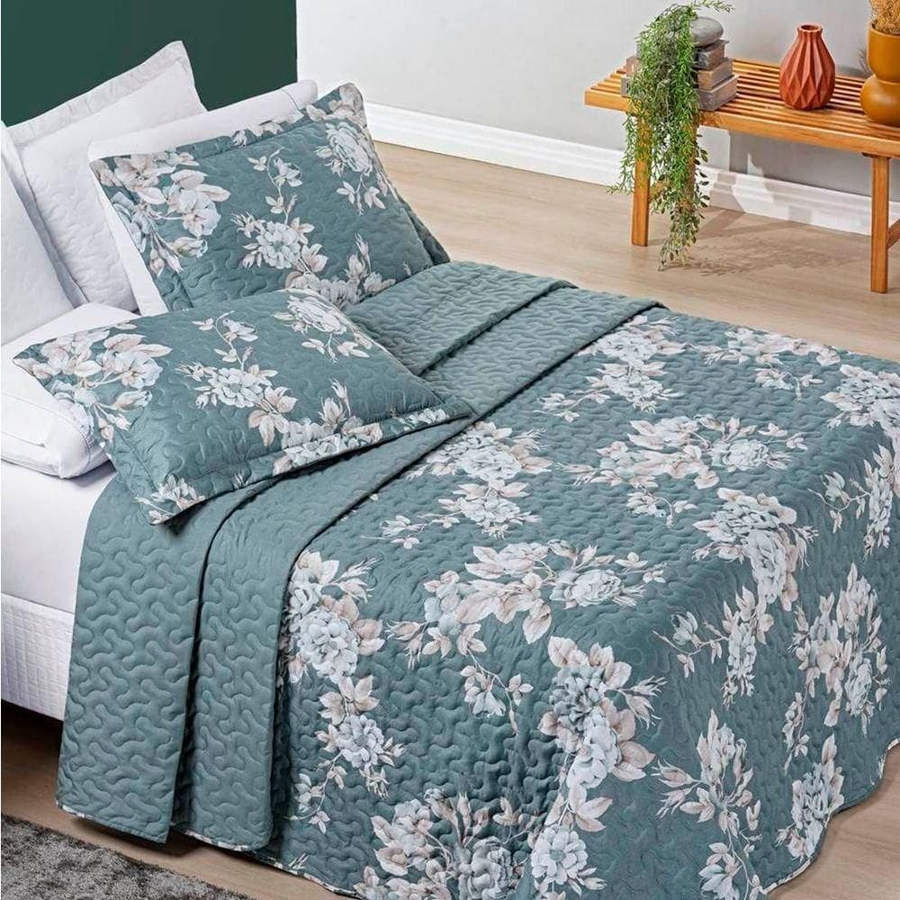 Cobre Leito Queen Dupla Face Avere 200 Fios Estampado 3 Peças Cor Primavera