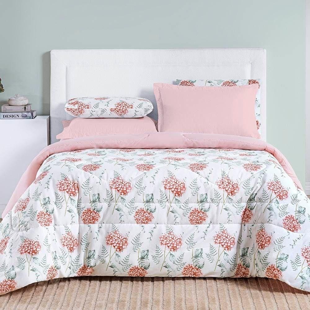 Edredom Casal Padrão Cotton Select Dupla Face 200 Fios 1 Peça - Hortência
