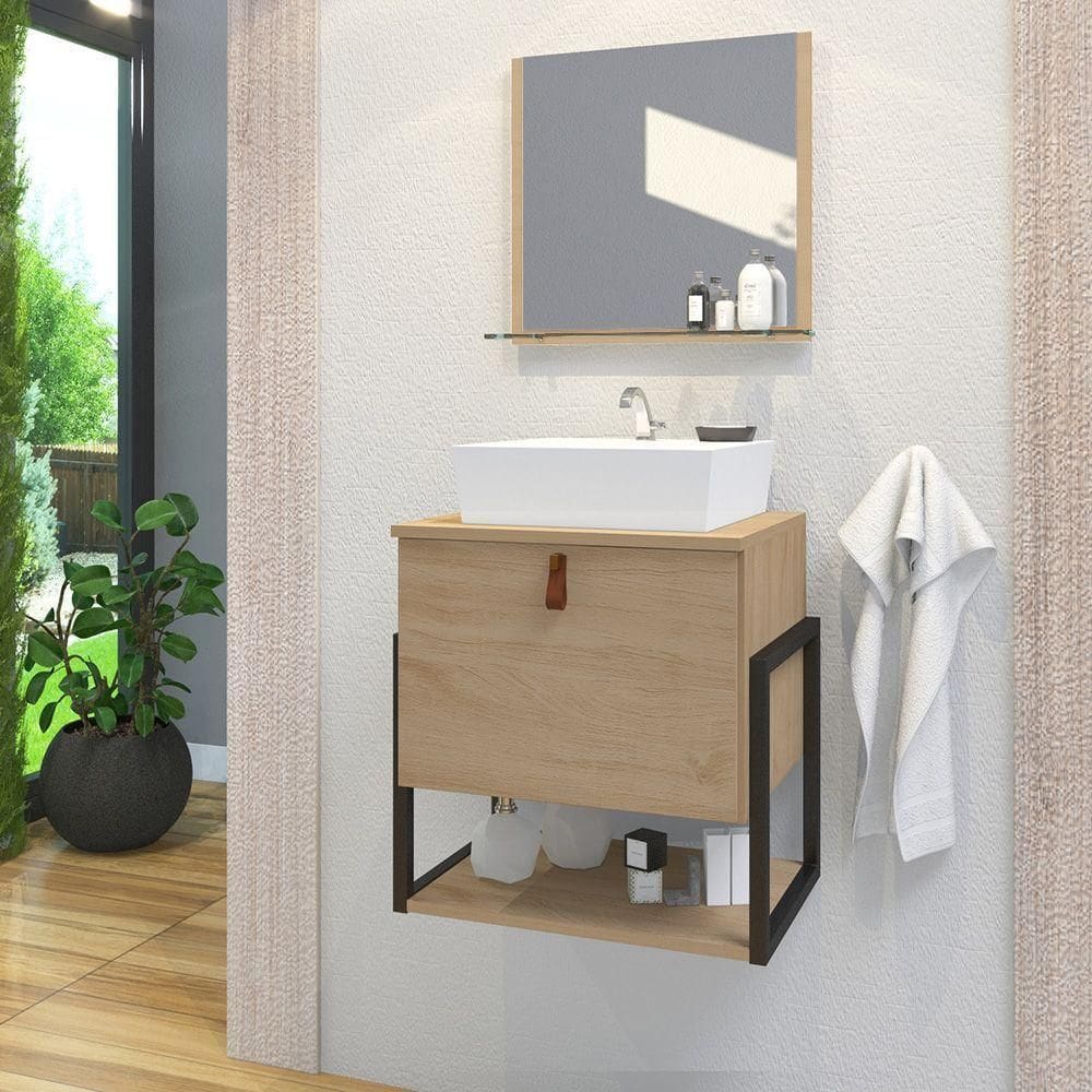 Gabinete De Banheiro Vegas 1 Prateleira 1 Porta 45cm Freijó - Bege