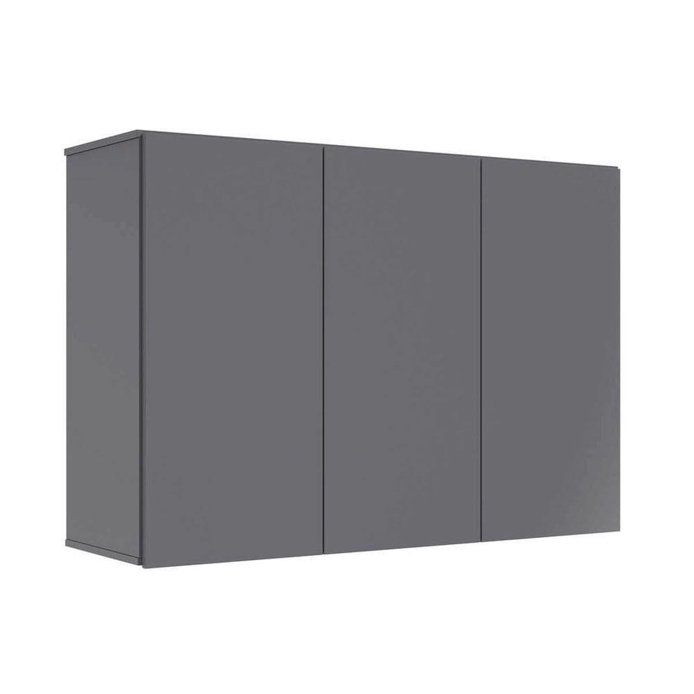 Armário De Cozinha Aéreo Slack 3 Portas 100cm Ej Móveis Cinza