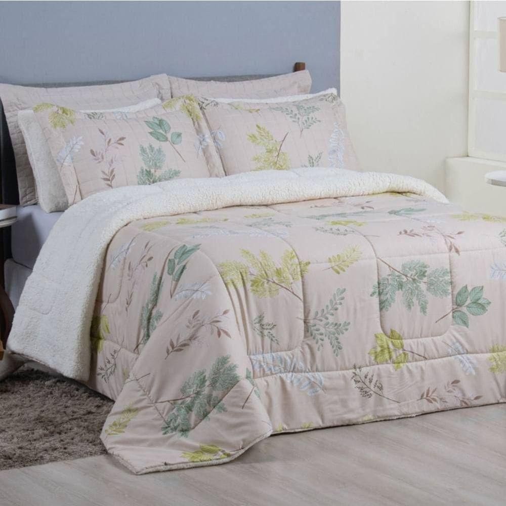 Edredom Queen Coberdrom Top Line Estampado Hipercal-sherpa 3 Peças - Natives