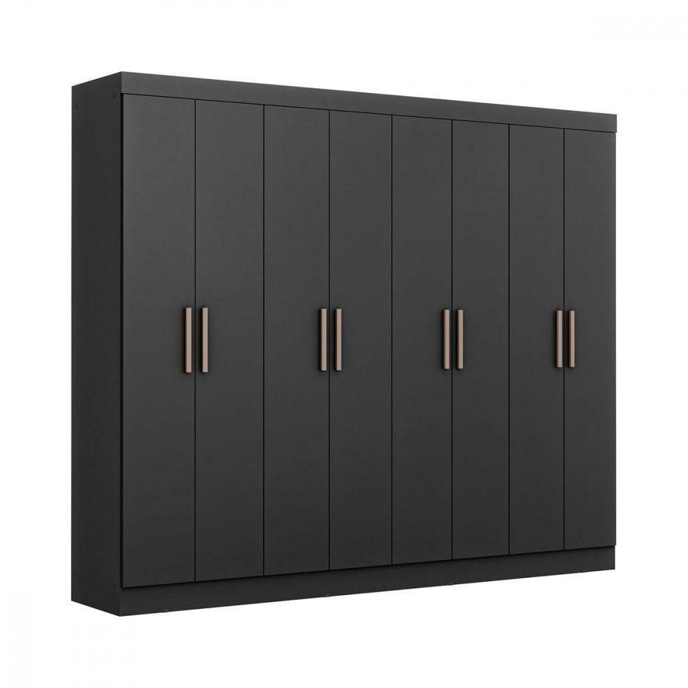 Guarda Roupa Casal Paris Com 8 Portas 4 Gavetas Maxel Móveis Preto