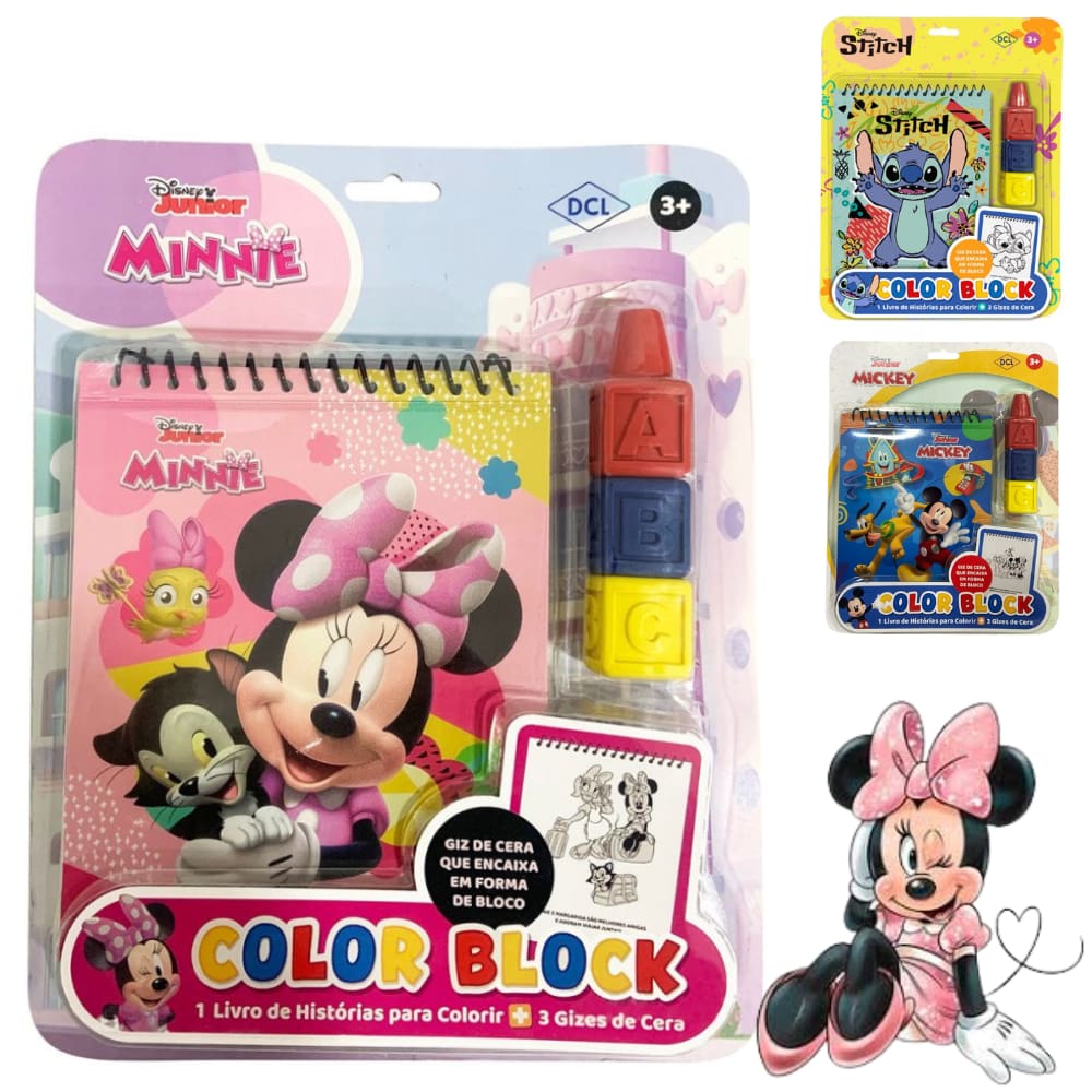 Livro Infantil para Colorir com 3 Gizes de Cera em Bloco Livro Educativo