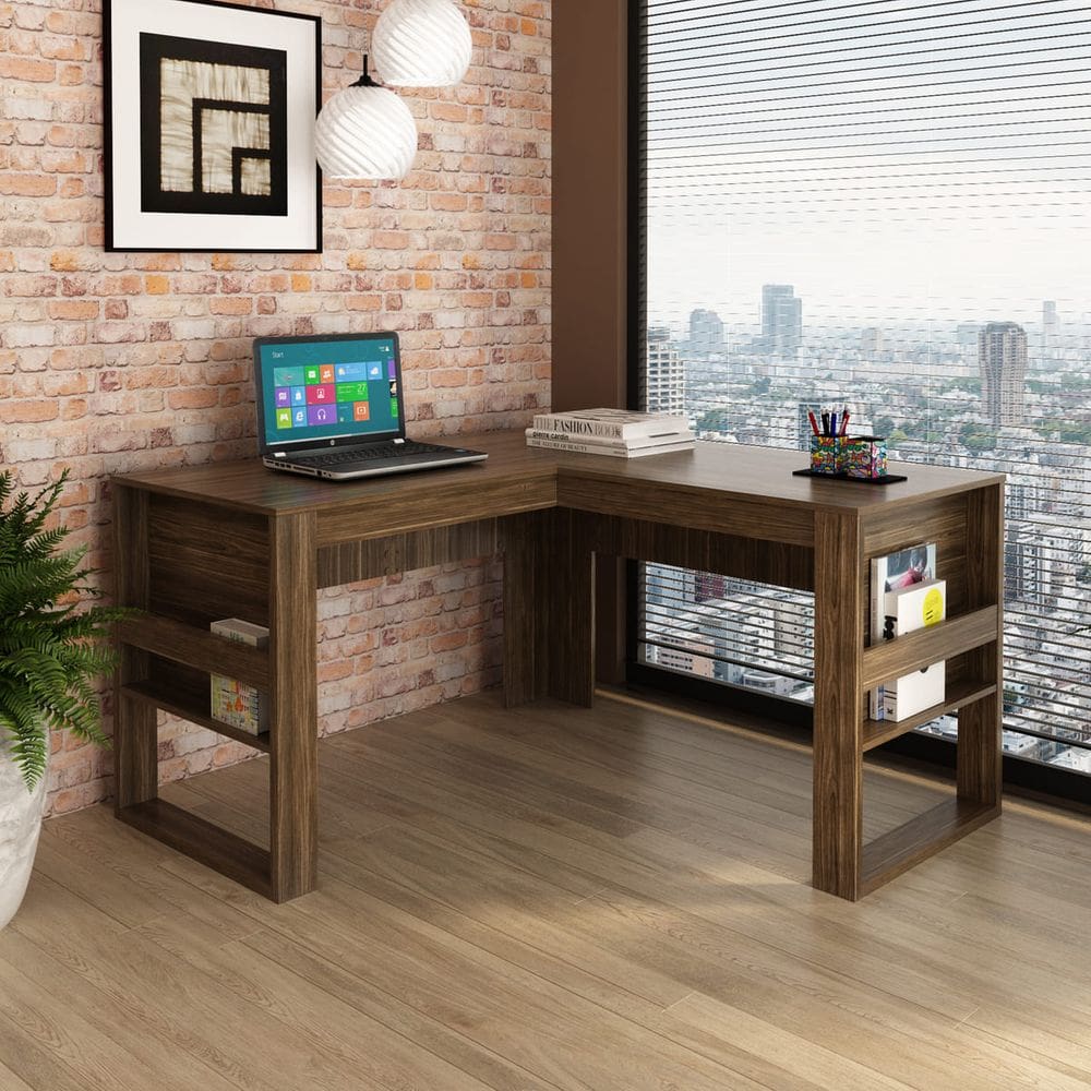 Escrivaninha de Canto Office Angular ME4145 Nogal Preto