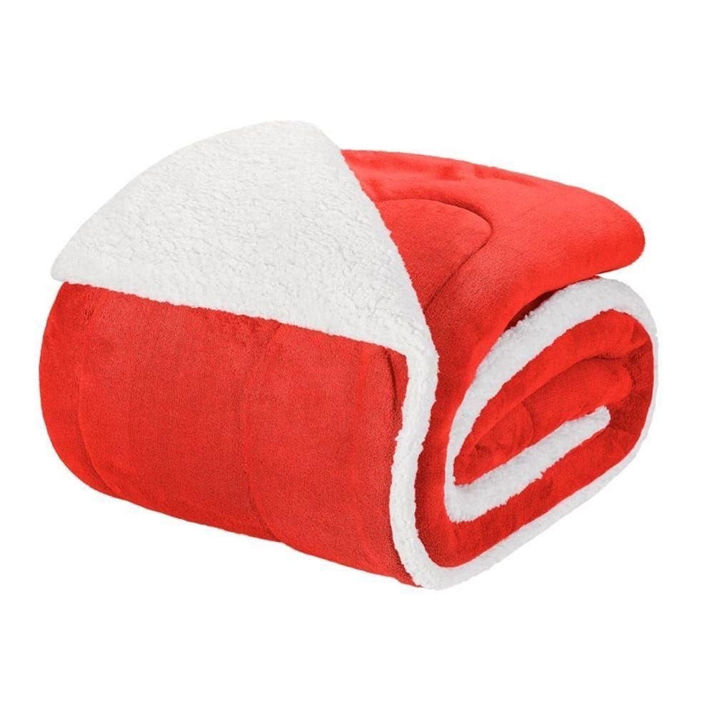 Edredom King Coberdrom Noruega Sherpa-mantinha 1 Peça - Vermelho