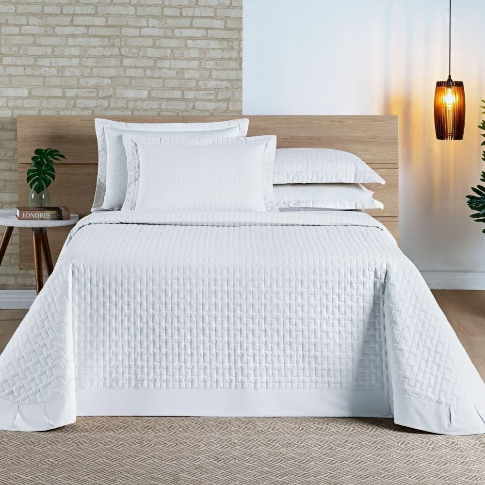 Cobre Leito Queen Madri Percal 200 Fios 100% Algodão 3 Peças - Branco