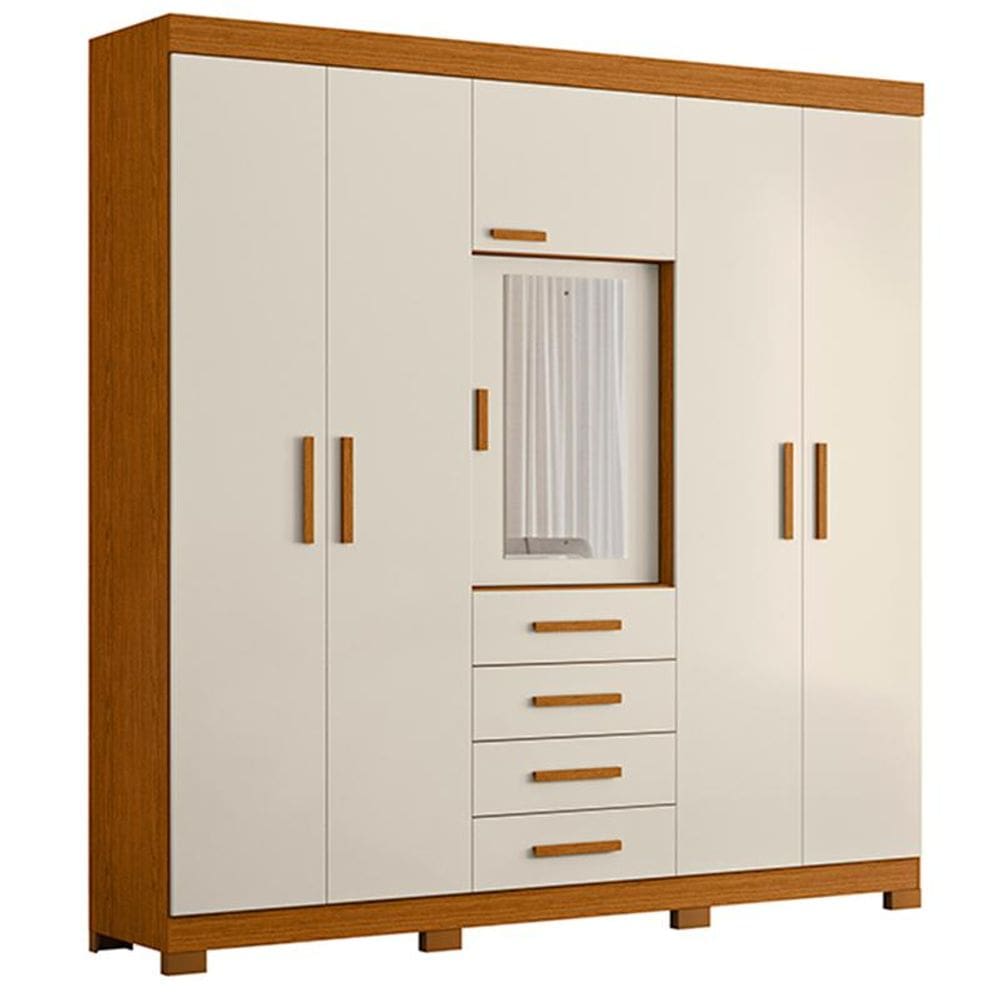 Guarda Roupa Virtus 6 Portas Cinamomo/Off White - ABZ