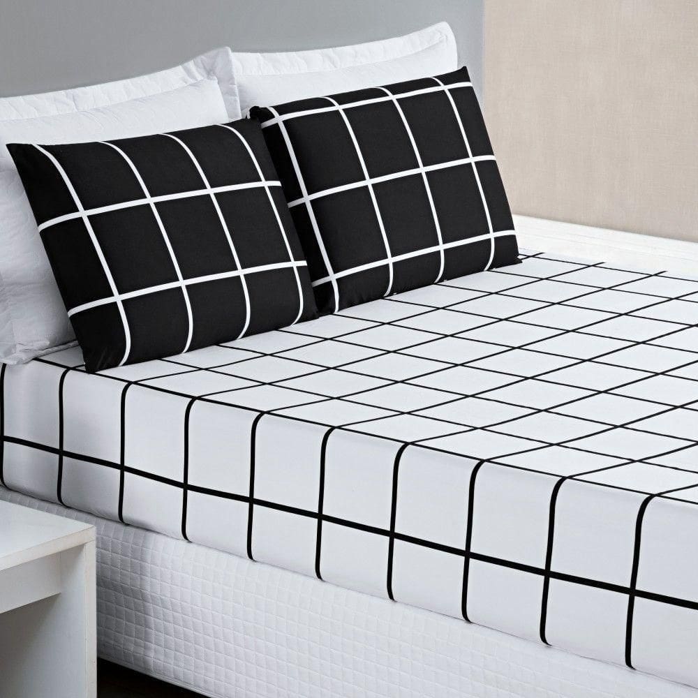 Jogo De Lençol Queen Micropercal 200 Fios Dustin 3 Peças - Preto