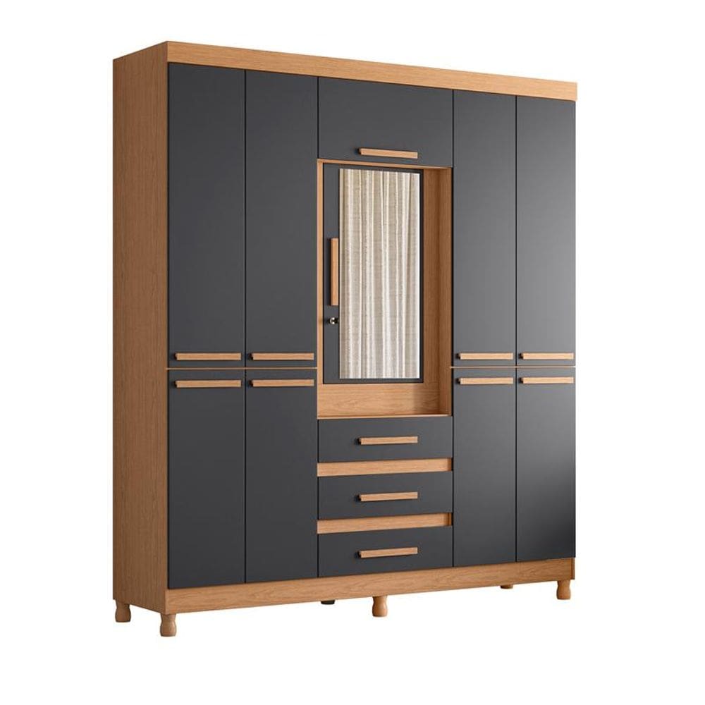 Guarda Roupa Fusion Casal 10 Portas Freijó/Titanium - ABZ