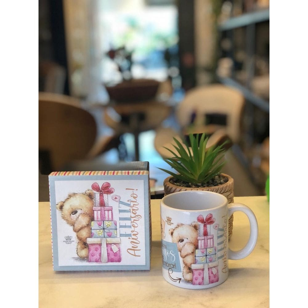Caneca em Cerâmica Feliz Aniversário - 300ml