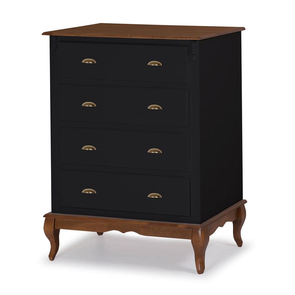 Cômoda de Madeira 4 Gavetas Pés Luiz XV 60816 Hannover Linz Móveis - Preto/Imbuia Glazer