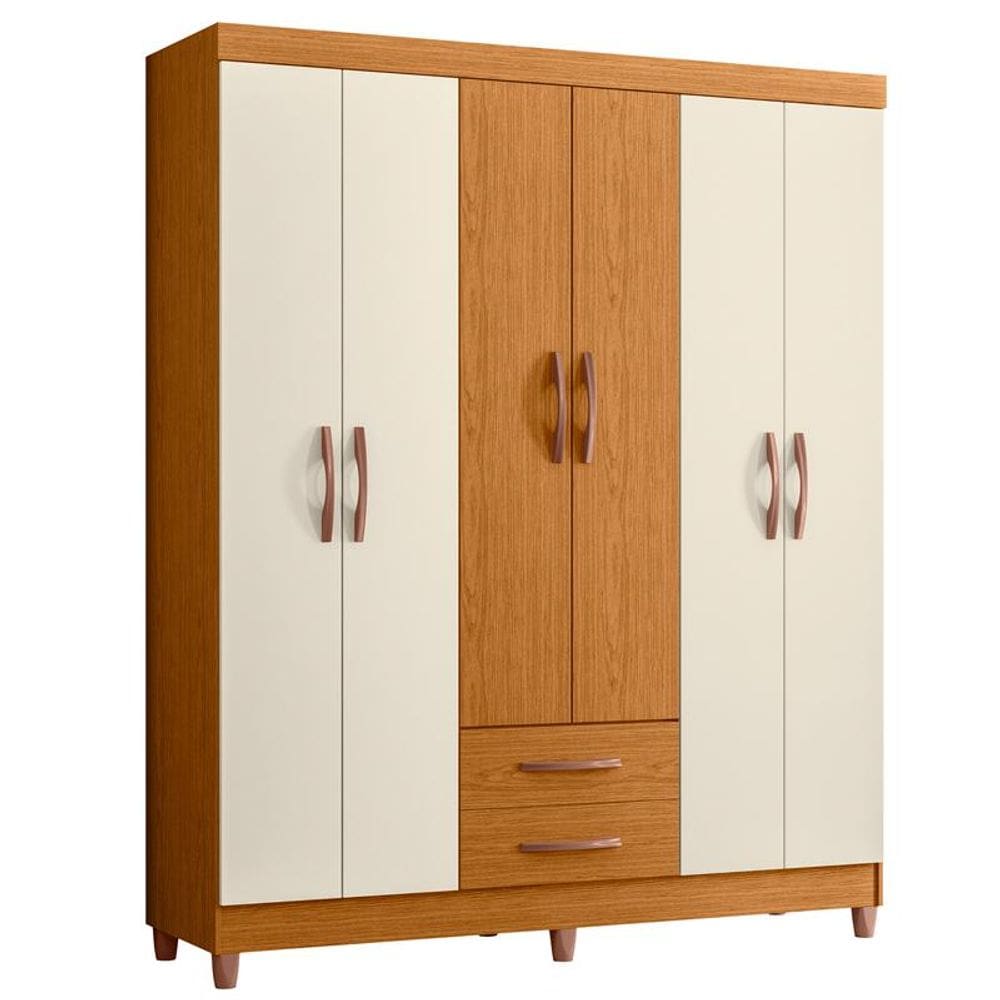 Guarda Roupa Âmbar 6 Portas Cinamomo/Off White - ABZ