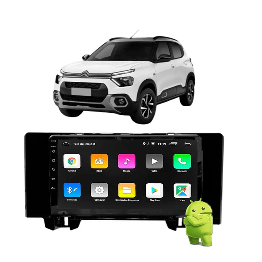 Kit Multimídia Citroen C3 2023 / 2025 Android 9 Pol 2/32Gb Carplay - Vision 8990CP