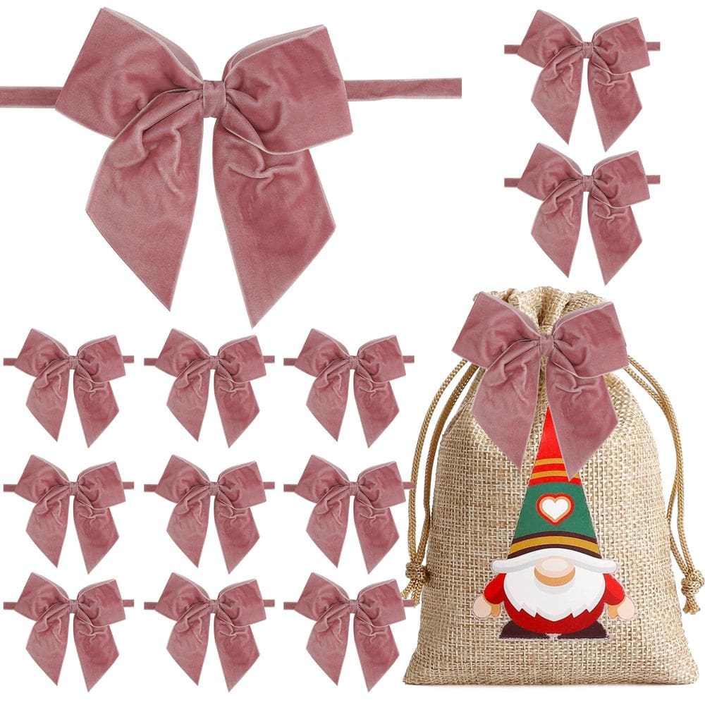 Laço de fita LiBongta Dusty Rose Velvet 12 peças para embrulho de presente