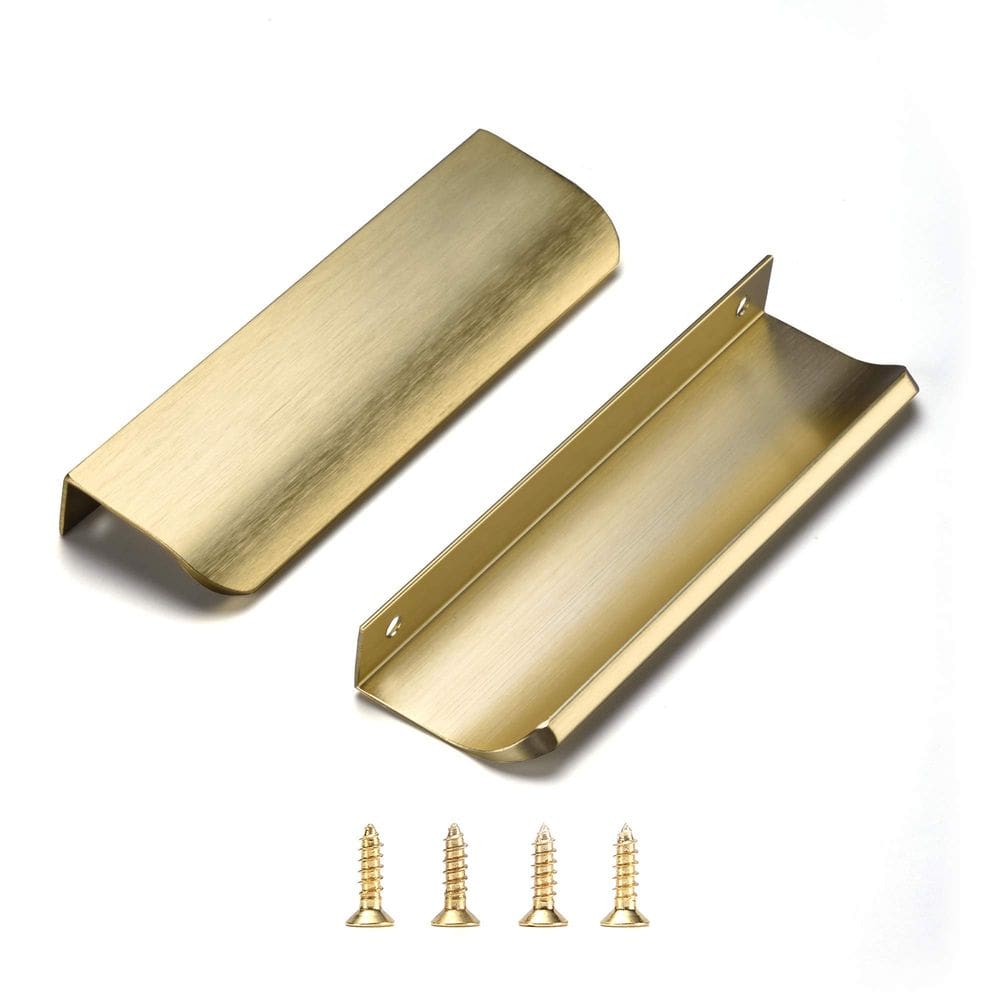 Cabinet Pull Satanga Edge Finger Tab puxa latão escovado x5